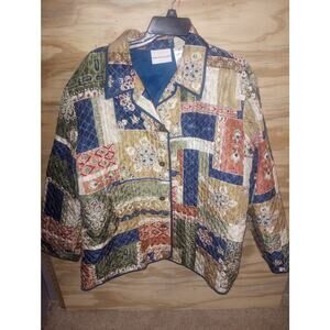 Women's Alfred Dunner Quilted Jacket Grannycore PLUS 20 Patchwork Folk